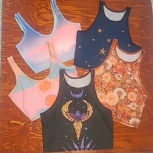 TEEKI 5 PC LOT BUNDLE HOT YOGA TOPS CROP TANK BRA EUC GUC XS/ SMALL